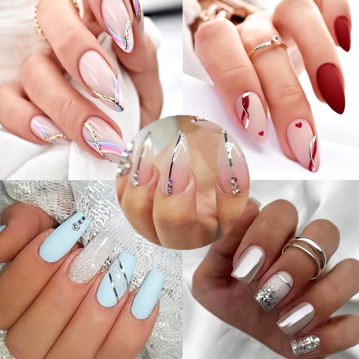 10 Rolls Glitter Nail Art Striping Tape Line Sticker Tips Decorations Self-Adhesive 3D Decals Manicure Tools