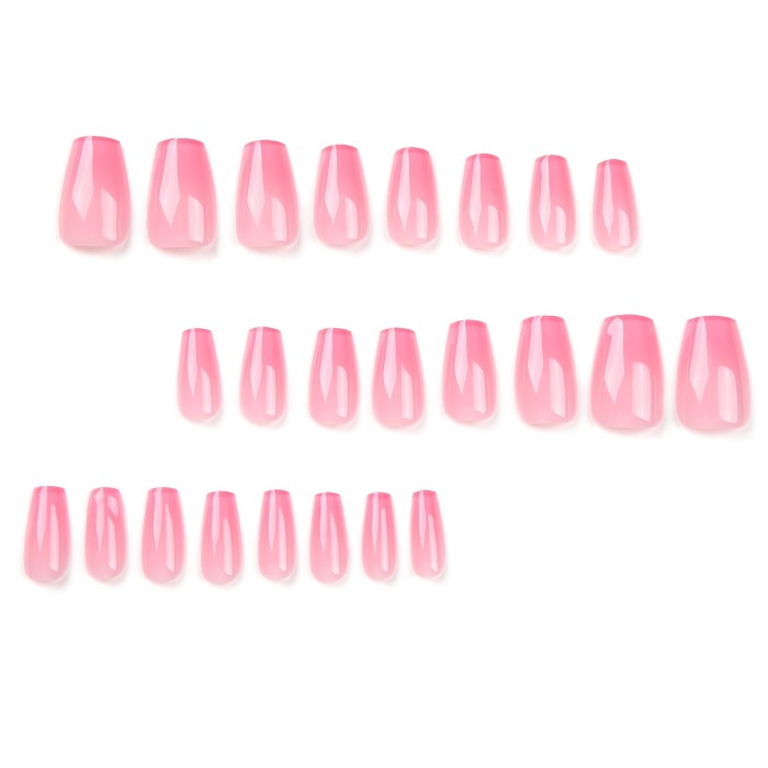 24pcs Medium-Long Pink French Gradient Artificial Nail Sheets + 1pc Jelly Glue + 1 Wipe Strip Suitable for Women and Girls' Daily Travel, Shopping, Travel, Banquet, Party Decoration Wearable Nails