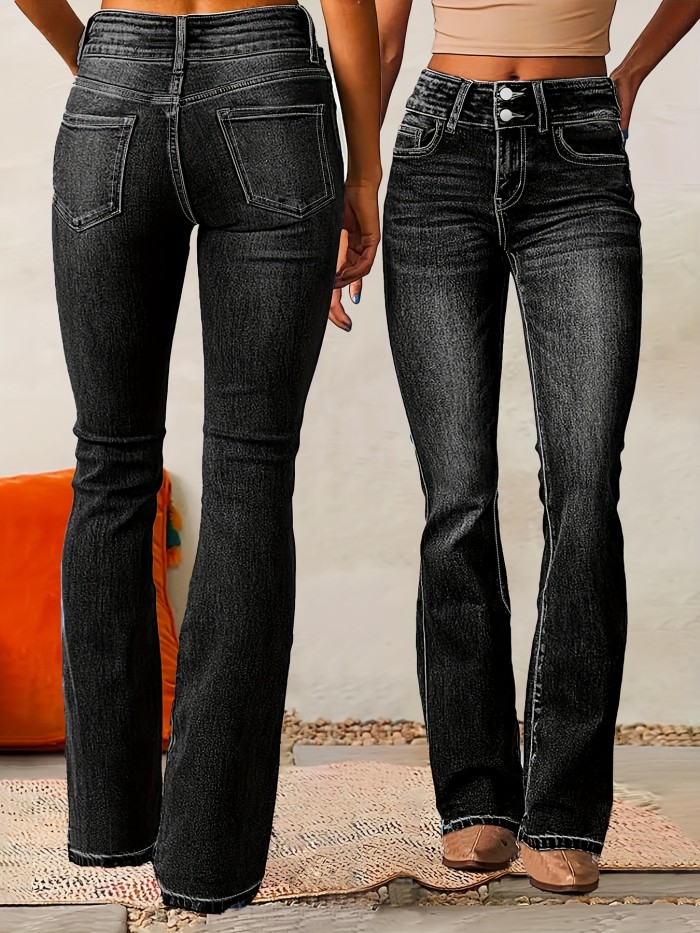 High-Waisted High-Rise Skinny Jeans With Zipper Fly, Stretch Fabric Blend, Four-Season Streetwear, High-Rise, Tight Fit, No Pattern, Long Length, High-Rise Waist, Knit Fabric, Machine Washable