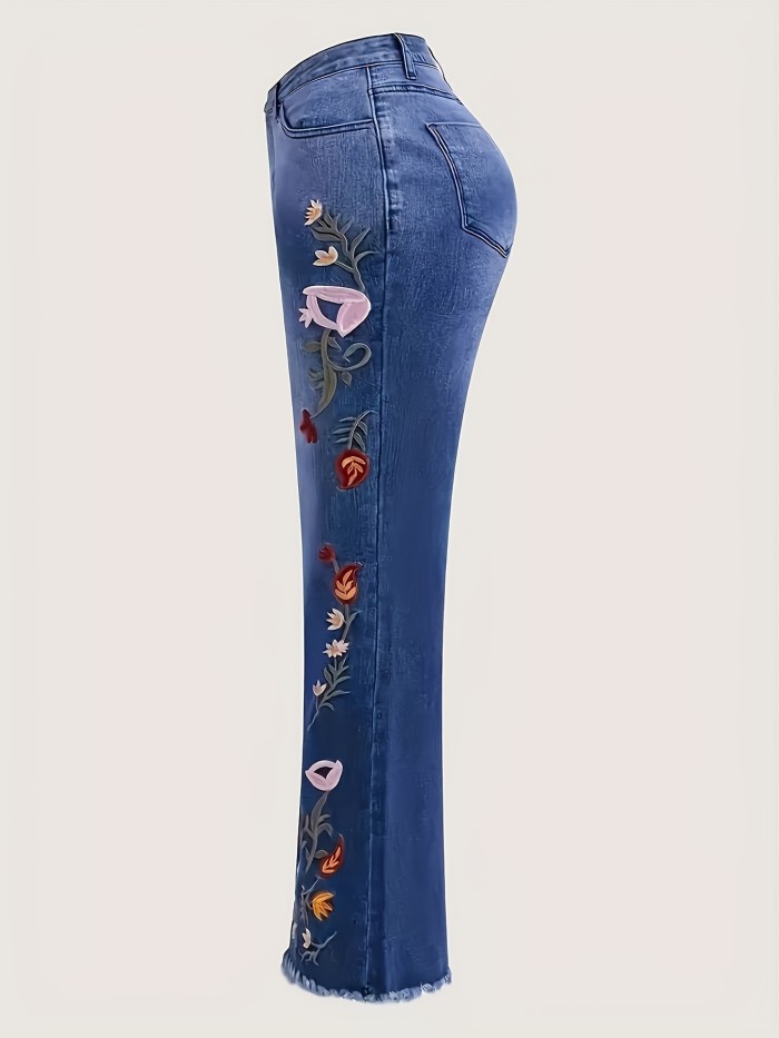 Women's Fashion Embroidered Denim Bell Bottoms