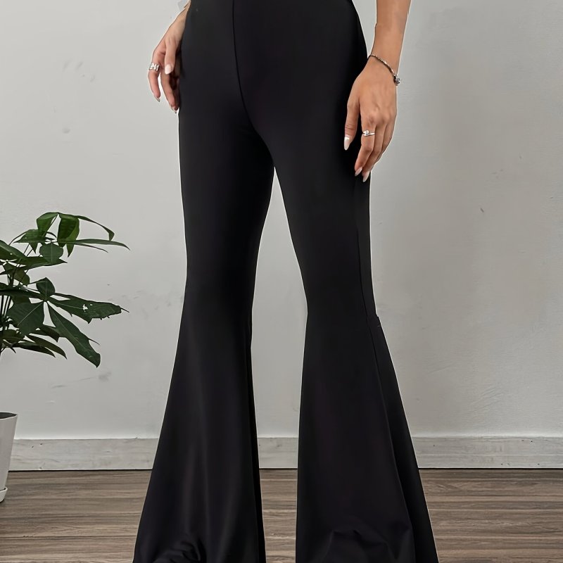 Women's Solid Color Flare Leg Pants - Elegant, Forbidden, Spring & Summer Must-Haves with Comfortable Fit for Stylish Ladies