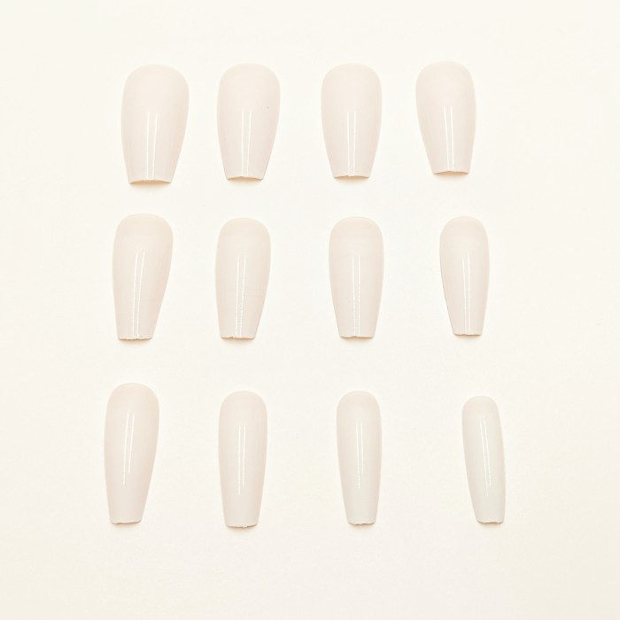 24pcs Elegant White Gradient Coffin Press-On Nails Set with Jelly Adhesive & Nail File - Glossy Finish, Long Square Shape for Hands and Feet Care, European And American, Simple White, Coffin Nails, Gradient, Jelly Gel, File