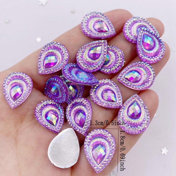 20pcs Vibrant Peacock Eye Rhinestone Appliques - 13mm*18mm Resin Flatbacks for Wedding DIY, Scrapbooking, Jewelry & Crafts - Dazzling Black Yellow Drops, Easy Apply, Artistic Flair