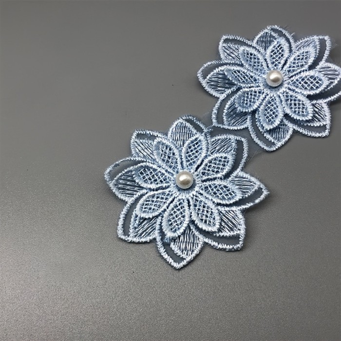 A Set of 5, 5.5 Cm \u002F 2.16 Inches Wide, Three-Dimensional 3D Double-Layer Flower Colored Vintage Hollow Embroidered Lace Trim DIY Handmade Clothing Accessories.