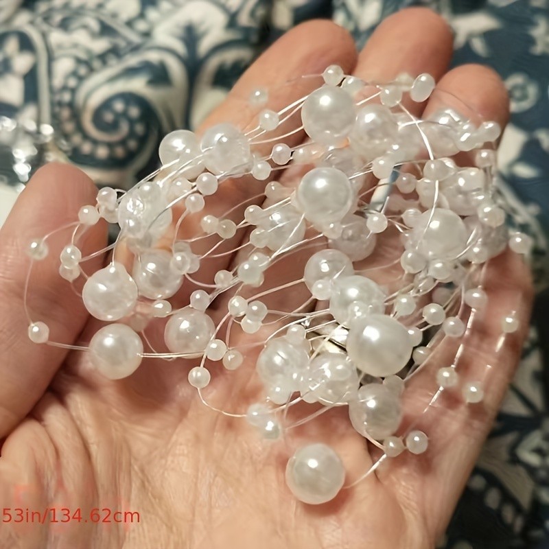 53in 8+3mm Elegant Beautiful White Acrylic Beads String Special For Wedding Garland Rope Party Decorations Jewelry Accessories