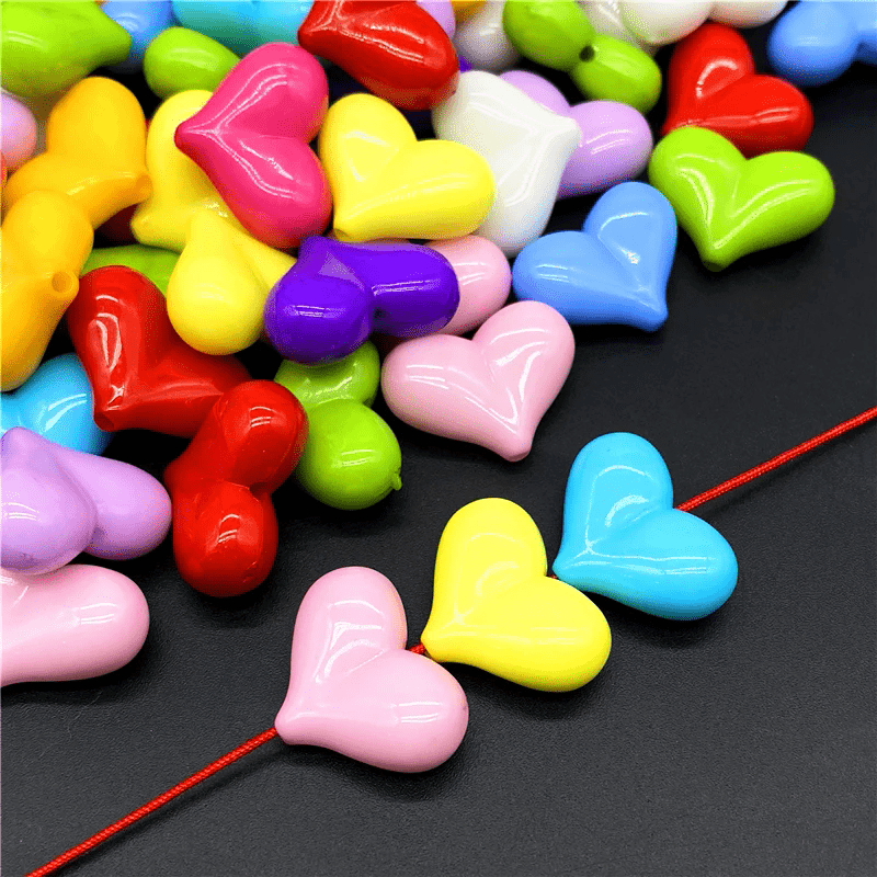 10pcs Macaron Acrylic Heart Beads, Assorted Colors, Jewelry Making Spacer, for DIY Pendant Earrings Bracelet Accessories