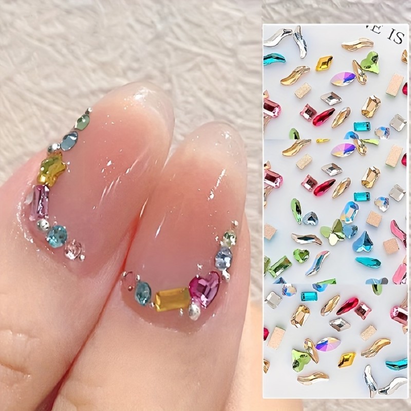 100pcs Mini Rhinestone Crystal Flat Back Diamond Nail Art Accessories - Non-Toxic, Odorless, Sparkling DIY Supplies for Hand & Foot Decoration