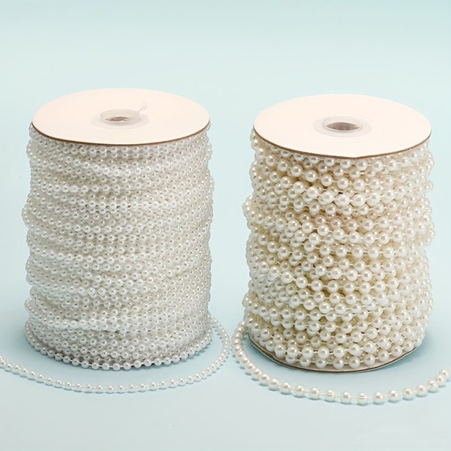 2\u002F4\u002F6\u002F8\u002F10mm White Round Mini Beads Chain Roll Garland Flowers Acrylic Beads For Wedding Party Decoration DIY Jewelry Ornament Accessories