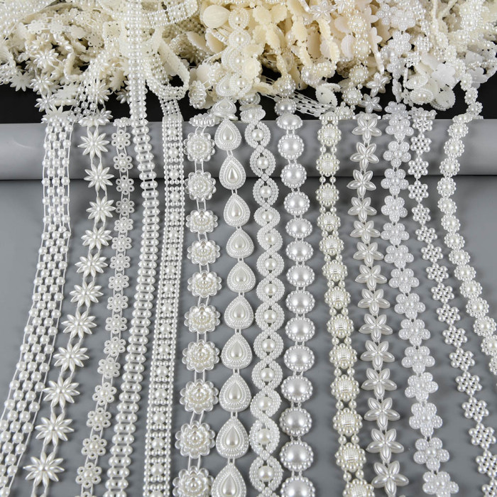 70.8in Length ABS Flatback Imitation Pearl Beads Chain Sewing Trim Cake Decoration Makeup And Wedding Arrangements Party Home Decor DIY Birthday Party Decoration Ornaments