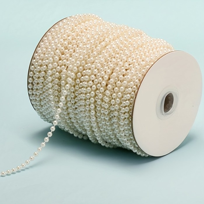 2\u002F4\u002F6\u002F8\u002F10mm White Round Mini Beads Chain Roll Garland Flowers Acrylic Beads For Wedding Party Decoration DIY Jewelry Ornament Accessories
