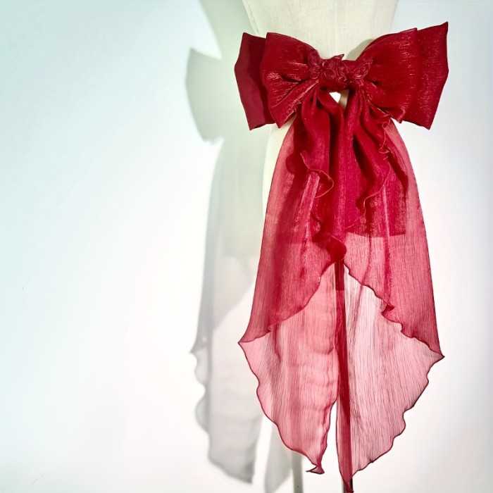 Elegant Butterfly Mesh Bow with Pin - Fabric Dress Accessory for DIY Crafts & Decorations