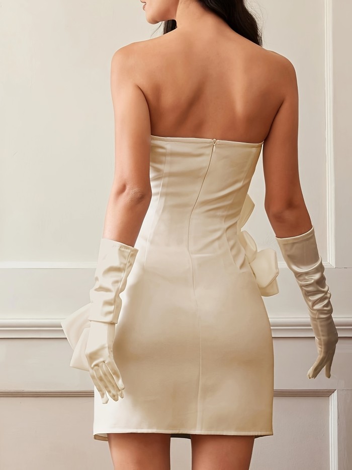 1pc Elegant French-Inspired Floral Off-Shoulder Dress for Women, Polyester and Spandex Knit Fabric, Solid Color Fitted Gown with Decorative Flowers, Perfect for Spring\u002FSummer\u002FFall - Adult, Romantic, Blouse