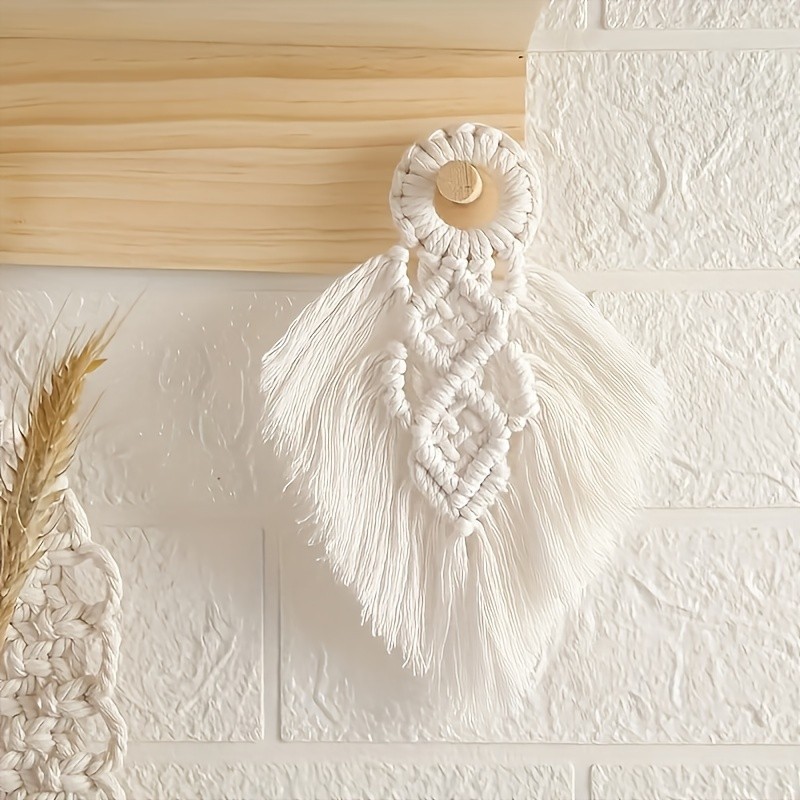 Bohemian Style Fabric Tassel Christmas Decoration - 1pc Hand-Woven Cotton Rope Wall Hanging Tapestry Festive Home Decor Pendant