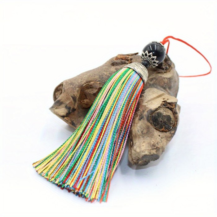Vintage Chinese Hand Woven Polyester Tassel Pendant - Multi-Functional DIY Decorative Accessory, No Feathers, Electricity-Free, 1 Pc