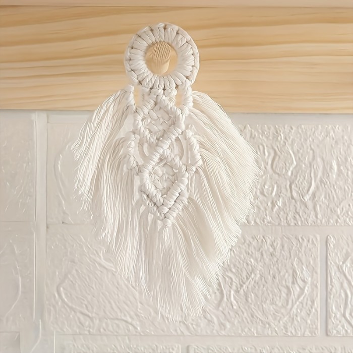 Bohemian Style Fabric Tassel Christmas Decoration - 1pc Hand-Woven Cotton Rope Wall Hanging Tapestry Festive Home Decor Pendant
