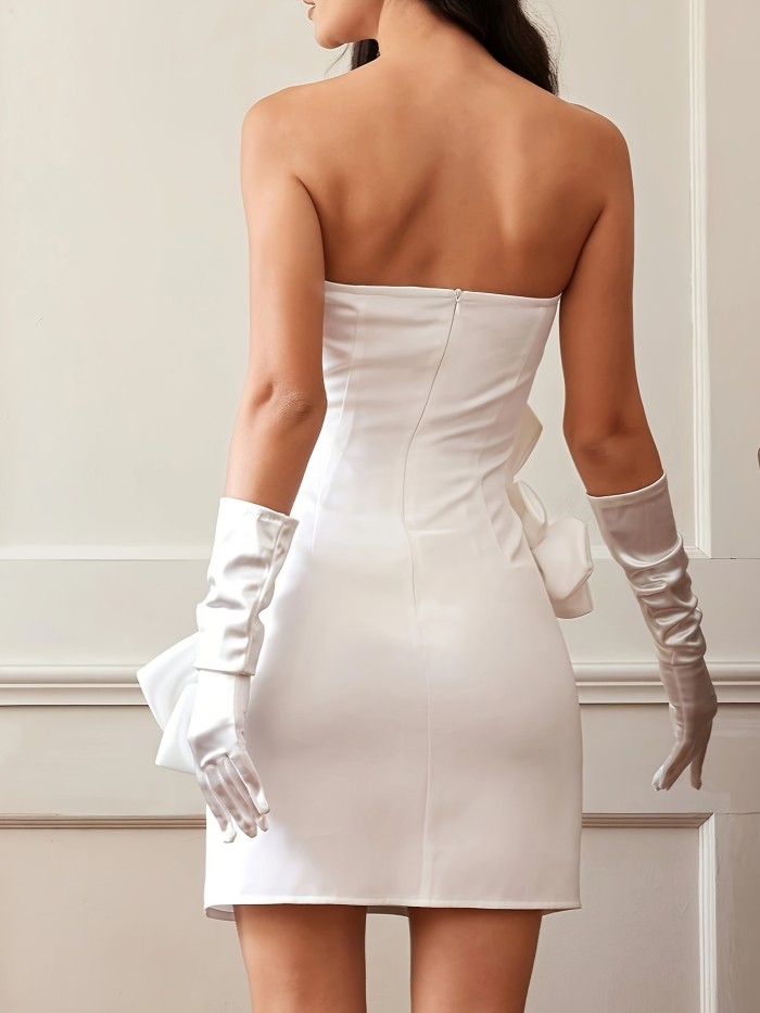 1pc Elegant French-Inspired Floral Off-Shoulder Dress for Women, Polyester and Spandex Knit Fabric, Solid Color Fitted Gown with Decorative Flowers, Perfect for Spring\u002FSummer\u002FFall - Adult, Romantic, Blouse