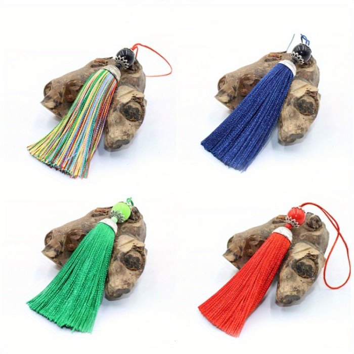 Vintage Chinese Hand Woven Polyester Tassel Pendant - Multi-Functional DIY Decorative Accessory, No Feathers, Electricity-Free, 1 Pc