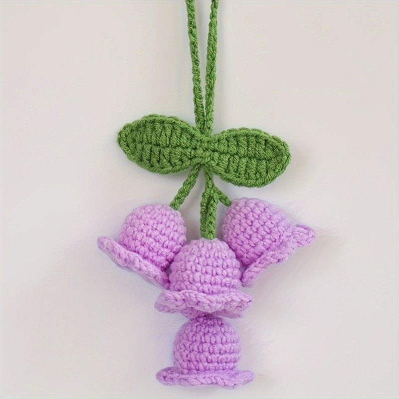 Handcrafted Crochet Mushroom & Cherry Car Decor - DIY Sunflower & Daisy Hanging Ornaments for Home, Perfect Gift for Women