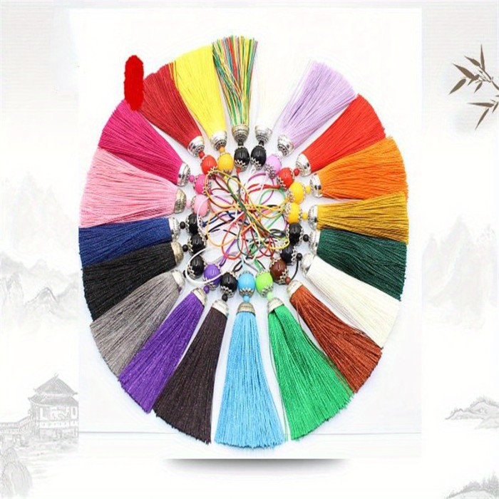 Vintage Chinese Hand Woven Polyester Tassel Pendant - Multi-Functional DIY Decorative Accessory, No Feathers, Electricity-Free, 1 Pc