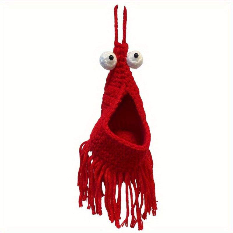1 piece lobster shaped crochet plant ornament - plush home decoration and car seat wall decoration