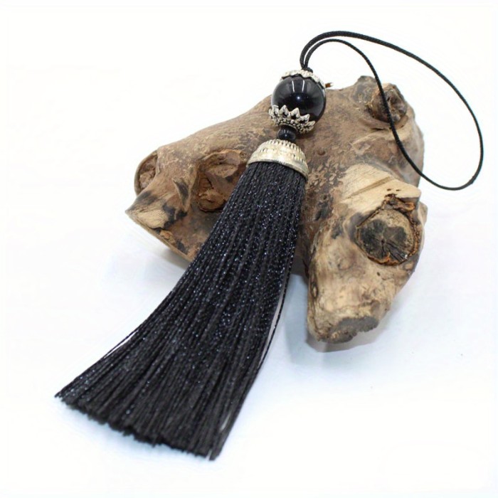 Vintage Chinese Hand Woven Polyester Tassel Pendant - Multi-Functional DIY Decorative Accessory, No Feathers, Electricity-Free, 1 Pc
