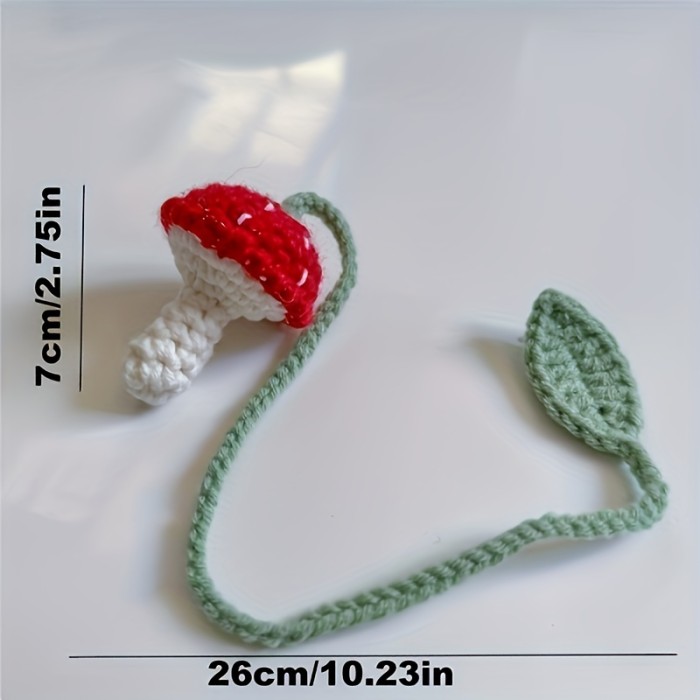 Pure Hand-knitted Knitted Sunflower, Lemon, Mushroom, Small Daisy, Tulip, Rose Flowers Car Pendant Rearview Mirror Car Decoration