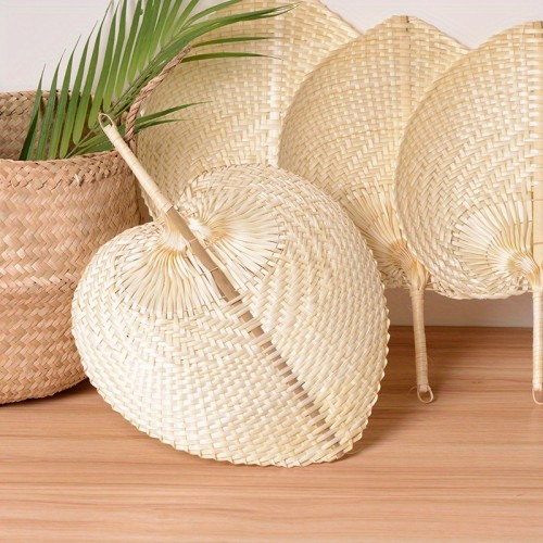 1pc Exquisite Peach-Shaped Bamboo Handheld Fan - Unique Traditional Design, Natural Cooling, Party Prop, Decorative Accessory for Home, Living Room, Office - Perfect Gift for Mothers Day, New Year, Easter