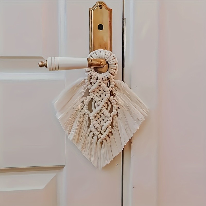 Bohemian Style Fabric Tassel Christmas Decoration - 1pc Hand-Woven Cotton Rope Wall Hanging Tapestry Festive Home Decor Pendant