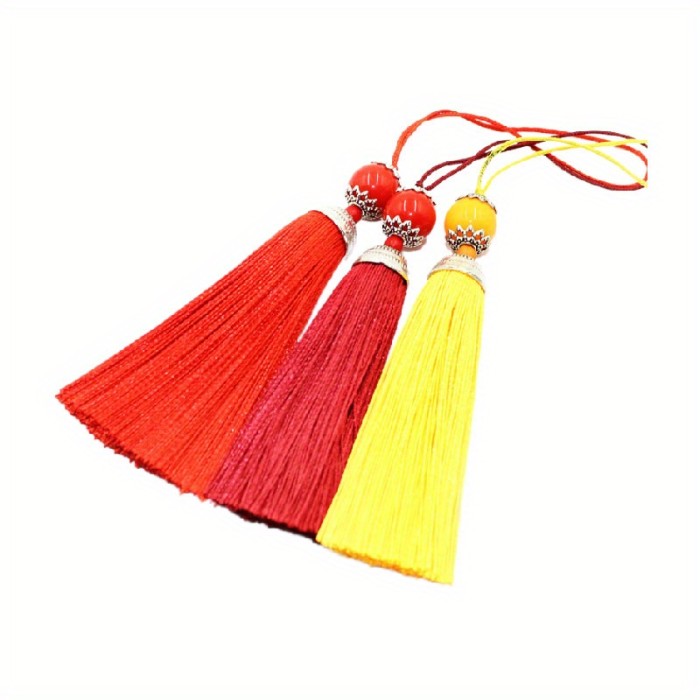 Vintage Chinese Hand Woven Polyester Tassel Pendant - Multi-Functional DIY Decorative Accessory, No Feathers, Electricity-Free, 1 Pc
