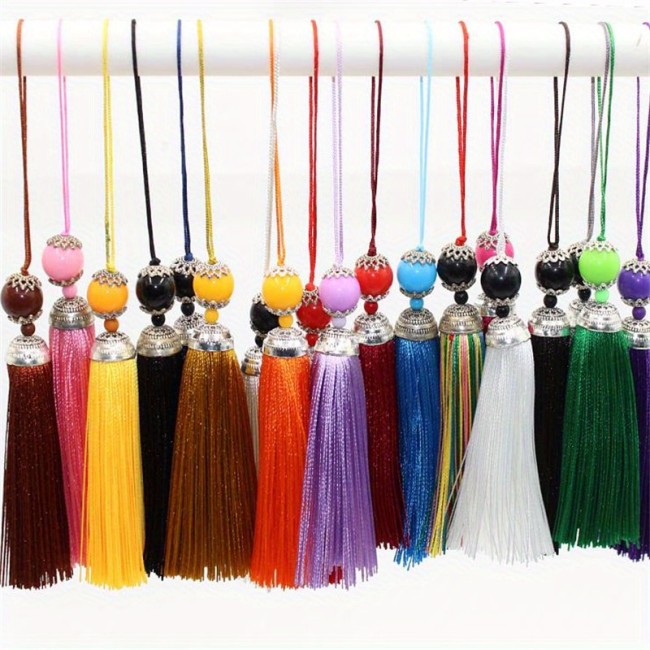 Vintage Chinese Hand Woven Polyester Tassel Pendant - Multi-Functional DIY Decorative Accessory, No Feathers, Electricity-Free, 1 Pc