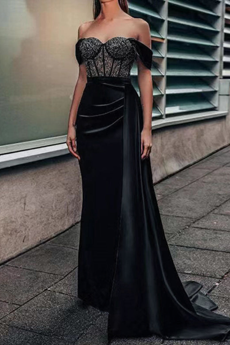 Elegant Floral Wooden Ear Front Lace up Off Shoulder Sexy Slim Sheath Dress main image 1