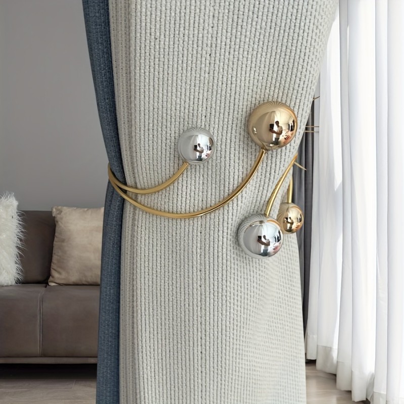 2pcs Vintage Alloy Curtain Tiebacks - Elegant Metal Holdbacks for Bedroom & Living Room Decor