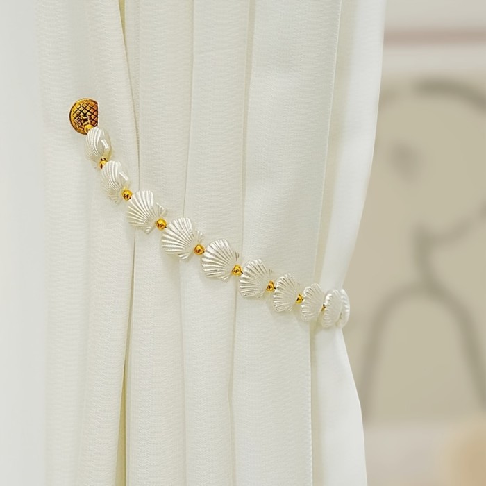 Boho Chic Rose & Shell-Shaped Curtain Tiebacks - Elegant Magnetic Holdbacks For Bedroom And Living Room Decor