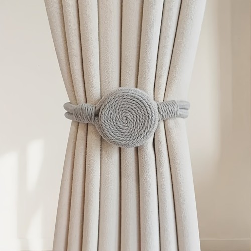 2pcs Handcrafted Curtain Tiebacks with Creative No-Drill Tassels, Vintage Style Home Decor Accessory, 1.97x18.9 inches