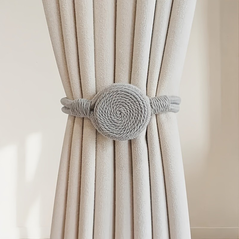 2pcs Handcrafted Curtain Tiebacks with Creative No-Drill Tassels, Vintage Style Home Decor Accessory, 1.97x18.9 inches