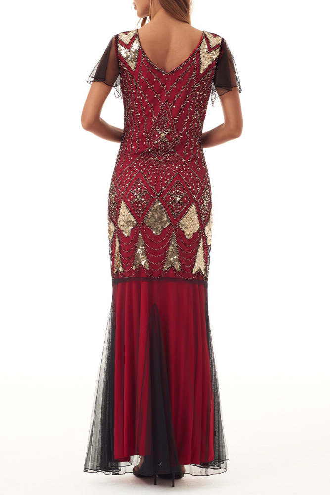 Elegant Formal Beading Zipper V Neck Evening Dress Dresses(5 Colors)