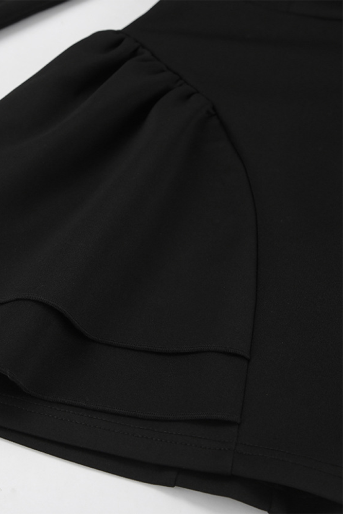 Casual Patchwork Ruffle Zipper Turtleneck A Line Dresses