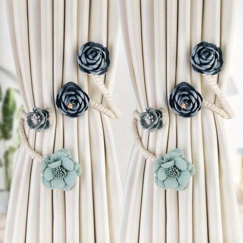 2 PCS, Buy 1 Get 1 Free Elegant Branch Flower Curtain Tiebacks with Creative Curtain Buckles, Free Punching Belt, Easy-Install Curtain Clips, and Stylish Holdbacks for Bedroom, Living Room, and Home Decor