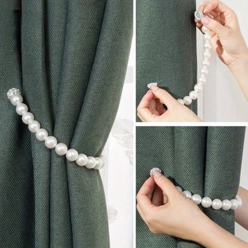 (Piece Of 2) Vintage-Style Magnetic Curtain Holdbacks With Pearlescent Finish - Easy Install, No Drilling Required