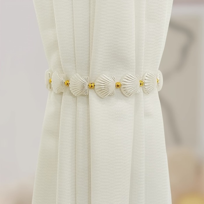 Boho Chic Rose & Shell-Shaped Curtain Tiebacks - Elegant Magnetic Holdbacks For Bedroom And Living Room Decor