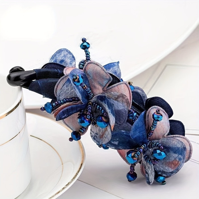 Elegant Boho Flower Hair Claw Clip - Strong Hold, Non-Slip Resin Banana Clip with Colorful Floral Design for Stylish Ponytails & Updos - Durable Fashion Accessory for Women and Girls
