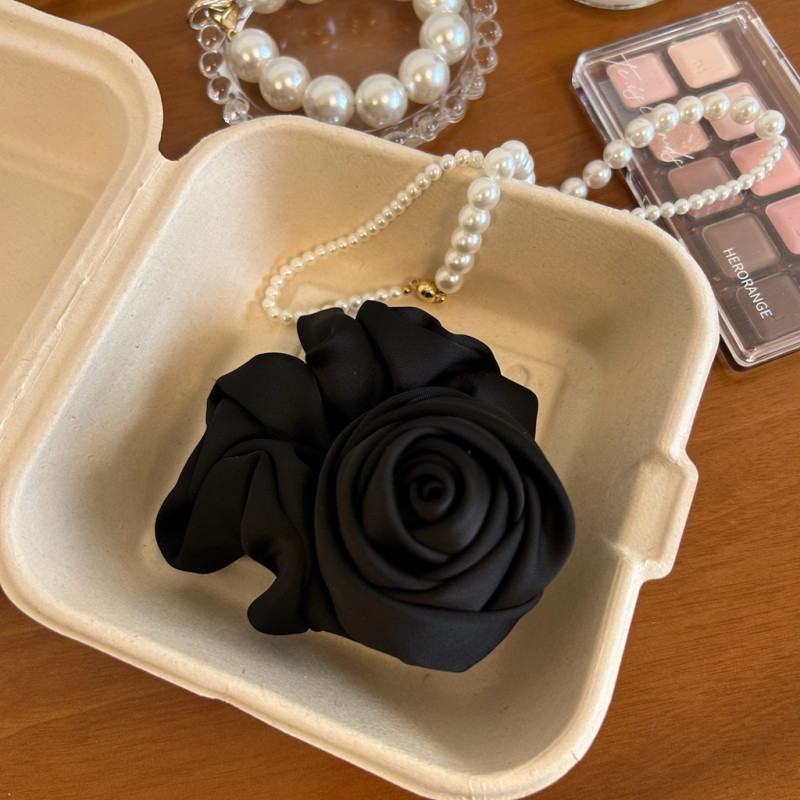 Elegant Satin Rose Hair Tie for Women - Imitation Silk Floral Scrunchie, High Elasticity Hair Band, Sweet & Elegant Style, Single Piece, Suitable for Ages 14 & Up