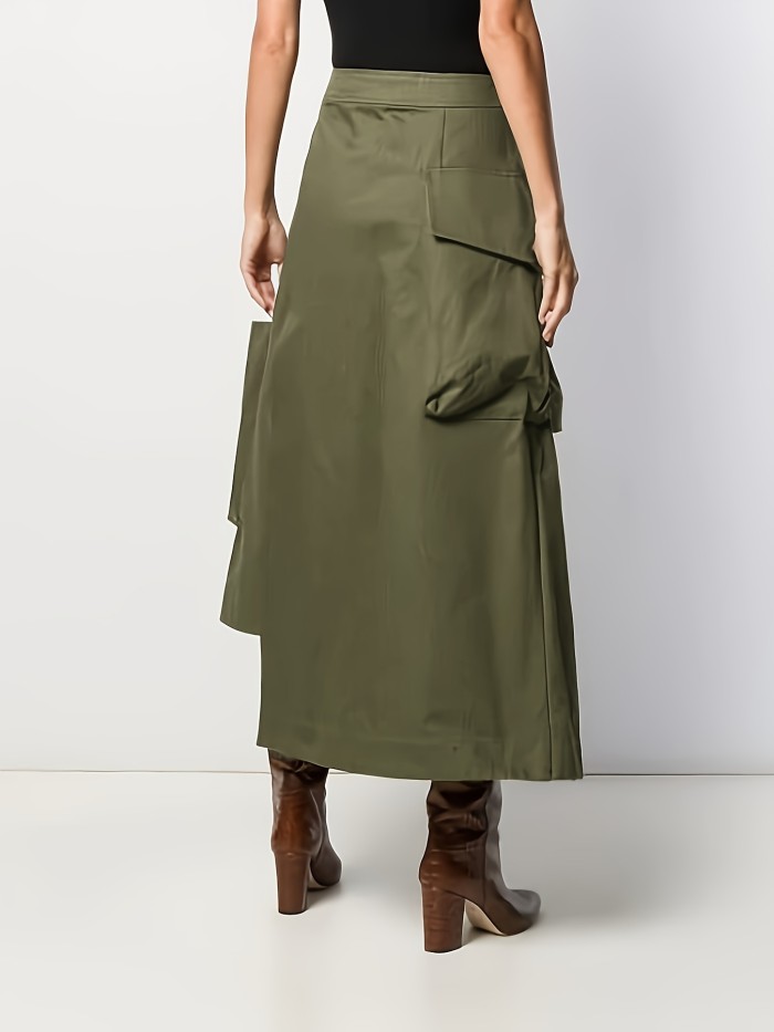 Effortless Style, Elegant Long Midi Skirt with Belt - Solid Color, High Waist, Machine Washable - Perfect for All Seasons