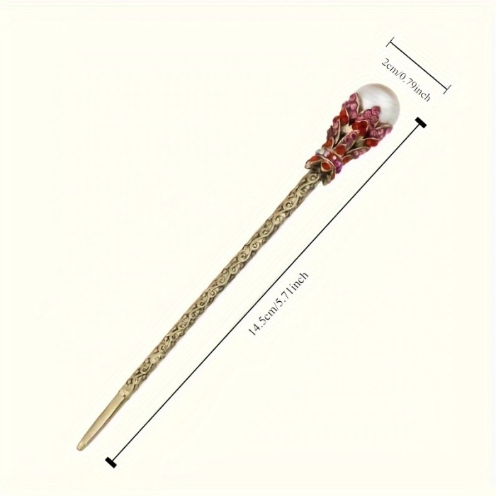 Elegant Rhinestone & Faux Pearl Hairpin - Alloy, Featherless, Perfect for Dress-Up Accessories