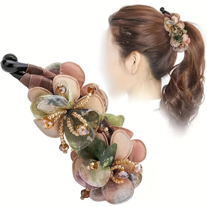 Elegant Boho Flower Hair Claw Clip - Strong Hold, Non-Slip Resin Banana Clip with Colorful Floral Design for Stylish Ponytails & Updos - Durable Fashion Accessory for Women and Girls
