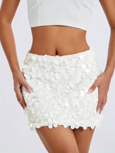 Women'S Sparkle Sequin Skirt Glitter Mini Skirt Belly Dance Short Skirt Clubwear Festival Costume