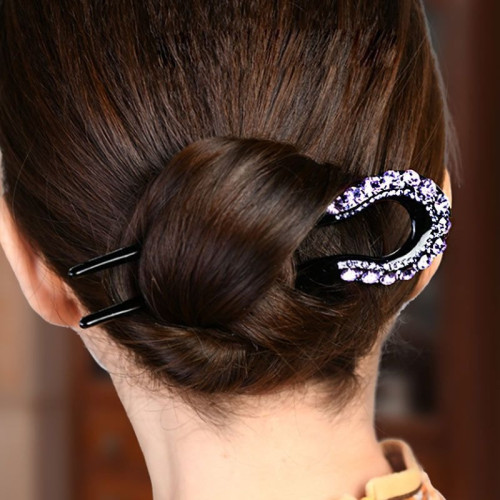 Vintage Rhinestone Hair Comb Clip - Elegant Resin Hair Accessory for Women, Single Piece, Solid Color, Oblong Shape, Suitable for Ages 14+