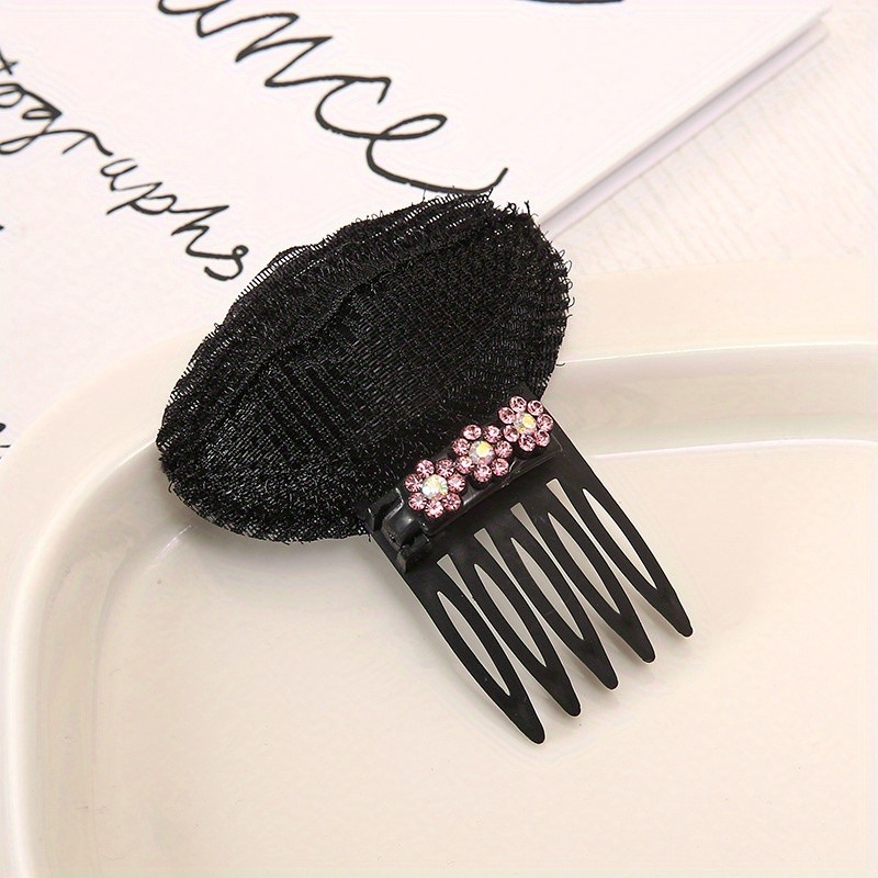 1pc Rhinestone Flower Hair Combs Sponge Bump Up Volume Hairpins Simple Hair Styling Hair Pads BB Clips