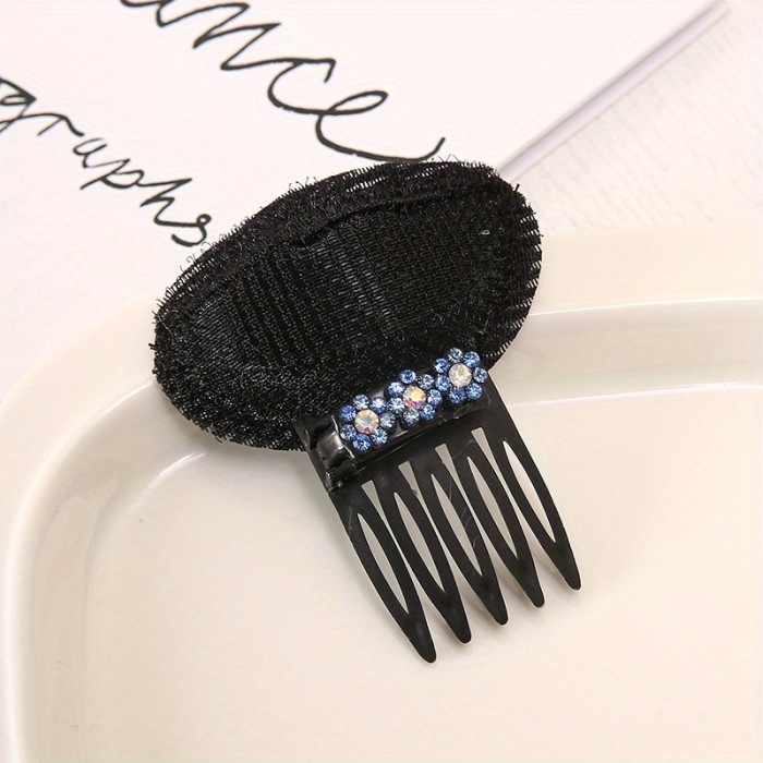 1pc Rhinestone Flower Hair Combs Sponge Bump Up Volume Hairpins Simple Hair Styling Hair Pads BB Clips
