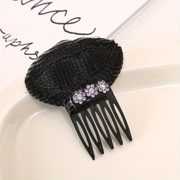 1pc Rhinestone Flower Hair Combs Sponge Bump Up Volume Hairpins Simple Hair Styling Hair Pads BB Clips